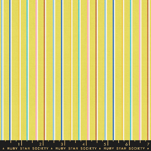 Warp & Weft Ooh Lucky Lucky Sketch Stripe in Citron RS4127 12 - Ruby Star Society Sold by the Half Yard
